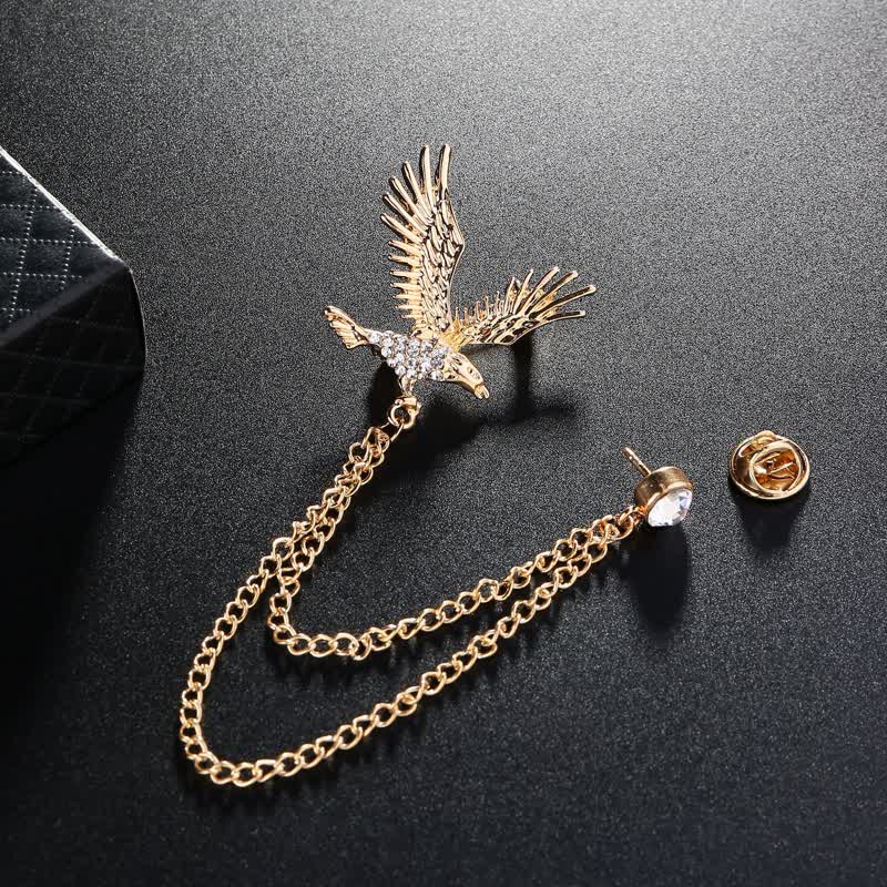 Men's Soaring Eagle Rhinestones Brooch - image 3