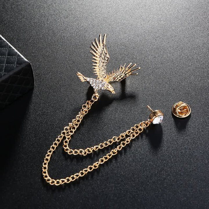 Men's Soaring Eagle Rhinestones Brooch - image 3
