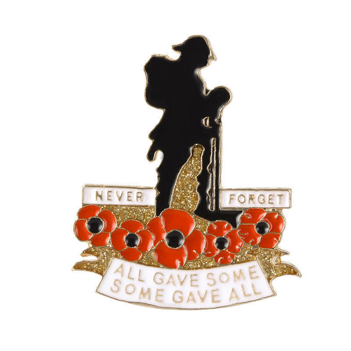 Unisex Memorial British Soldier Poppy Brooch - Black & Red - image 0