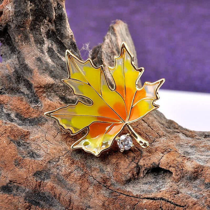 Women's Autumn Gold Maple Leaf Brooch - Enamel - image 2