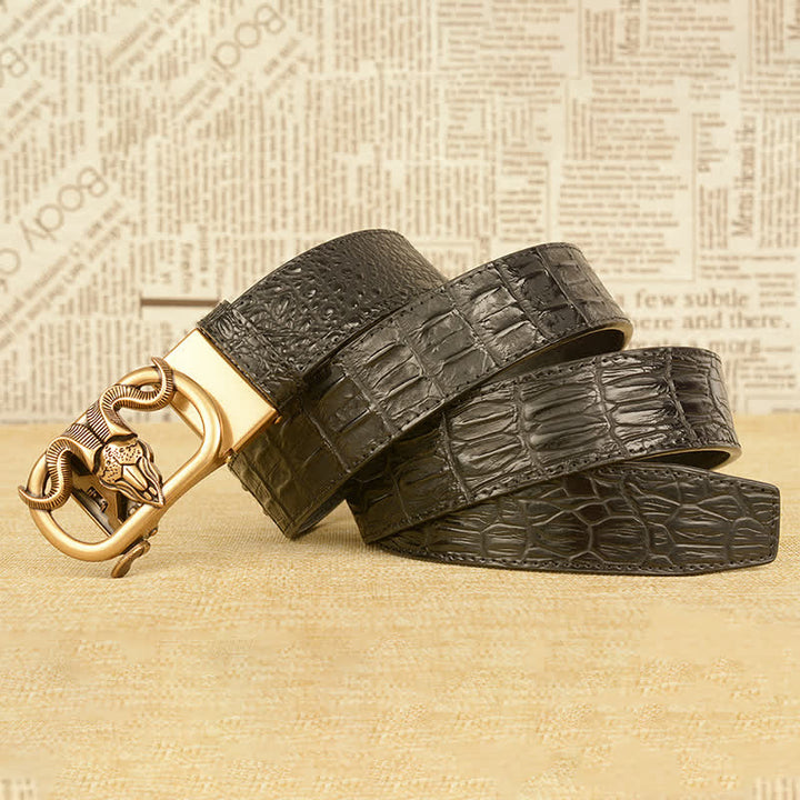 Men's Goat Head Crocodile Print Automatic Buckle Leather Belt - image 4