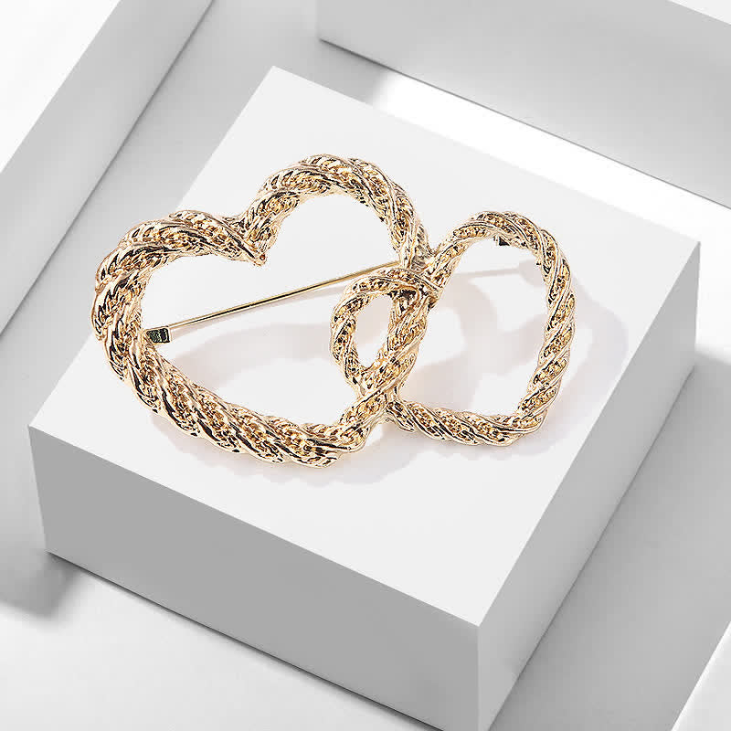 Women's Double Love Heart To Heart Brooch - image 1