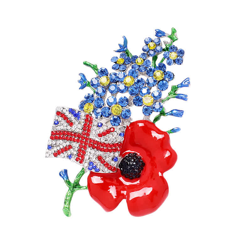 Unisex Multi Colour Union Flag Poppy Brooch - image 3