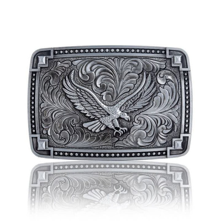Men's DIY Soaring Eagle In Dreamy Sky Buckle Leather Belt - Antique Silver - Without Belt - image 3
