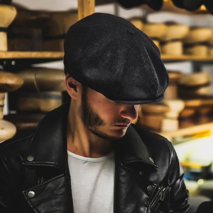 Black Peaky Blinders Octagonal Beret Cap - image 1