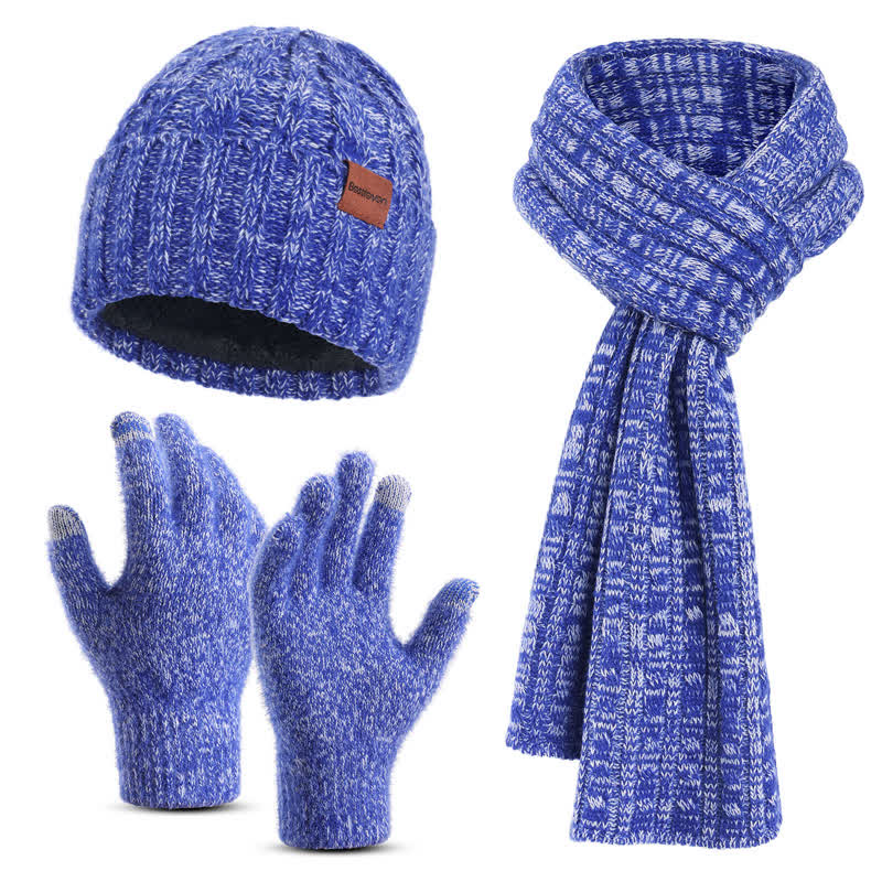 3Pcs Unisex Stylish Hat Long Scarf Touch Screen Gloves Set - Blue - Adjustable (Approx. 17.72"-25.78") - image 14