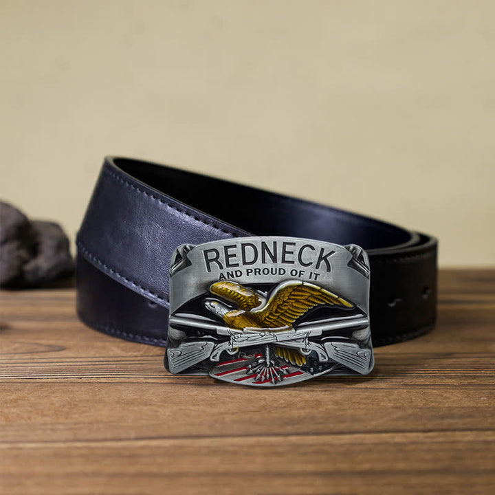 Men's DIY Redneck Enameled Eagle Buckle Leather Belt - Eagle - Black PU Belt (40) - image 3