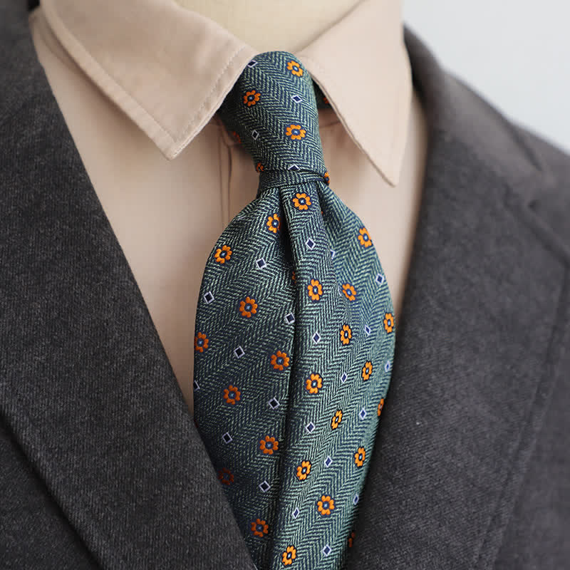 Men's Classic Elegant Floral Necktie - CadetBlue - image 3