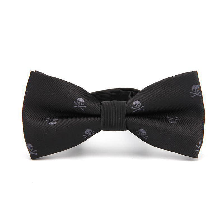 Men's Halloween Skeleton Cross Bones Bow Tie - Black & Gray - image 1