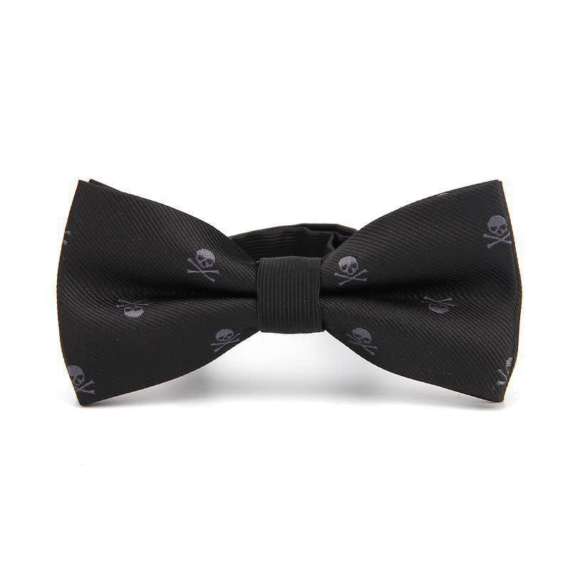 Men's Halloween Skeleton Cross Bones Bow Tie - Black & Gray - image 1
