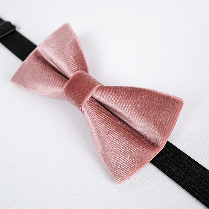 Men's Dusty Pink Solid Color Velvet Bow Tie - image 4