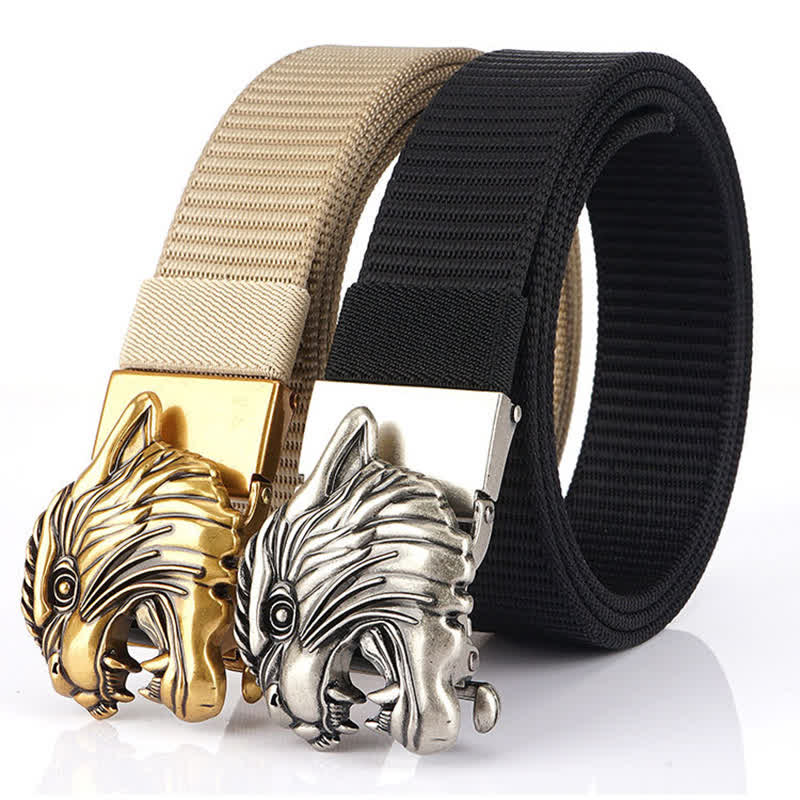 Men's Roaring Tiger Head Nylon Belt - image 1