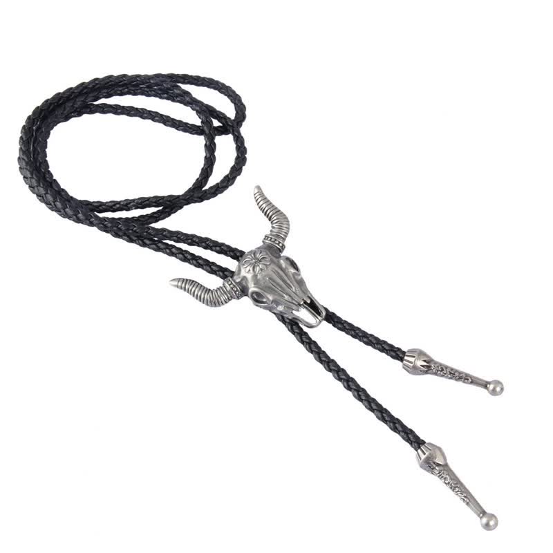 Vintage Native Style Bull Head Bolo Tie - image 9