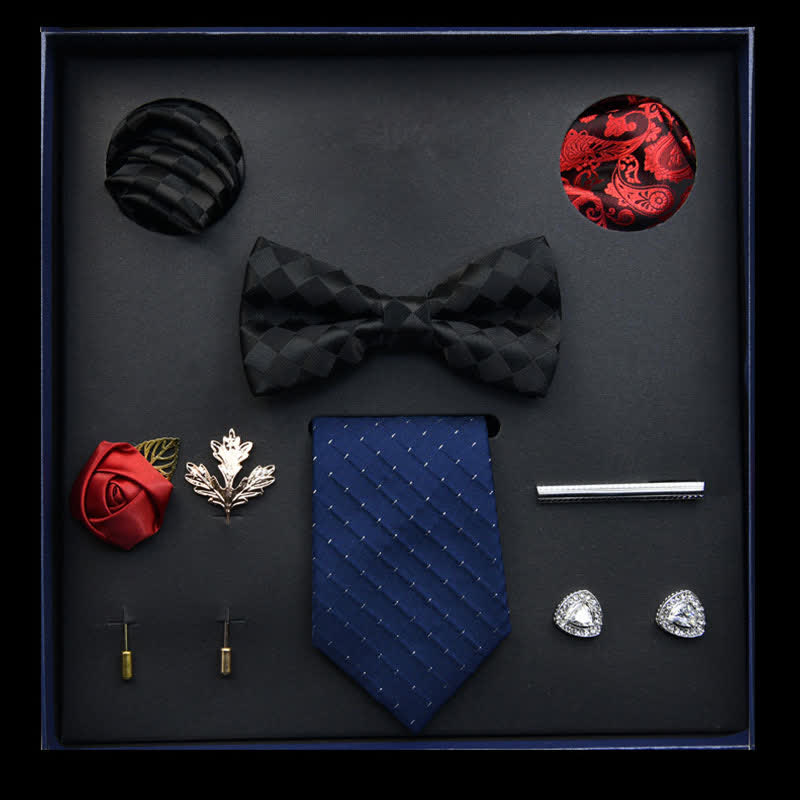 8Pcs Black&Blue Menswear Classic Business Bow Ties Gift Box - Black&Blue - image 0
