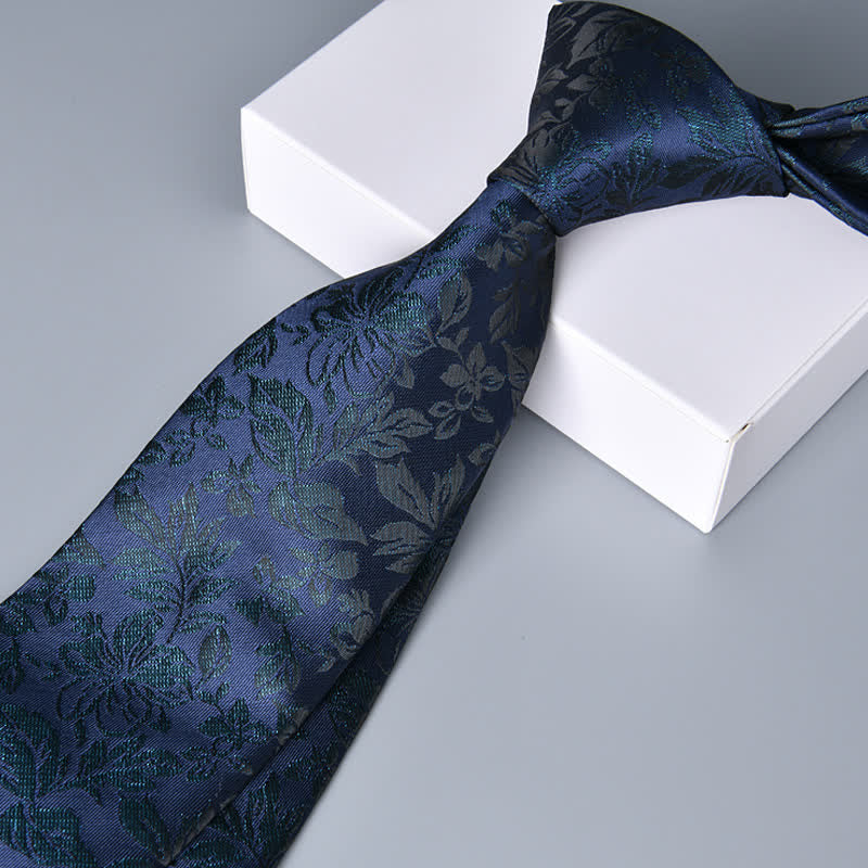 MidnightBlue Men's Novelty Leaves Botanical Necktie - image 1