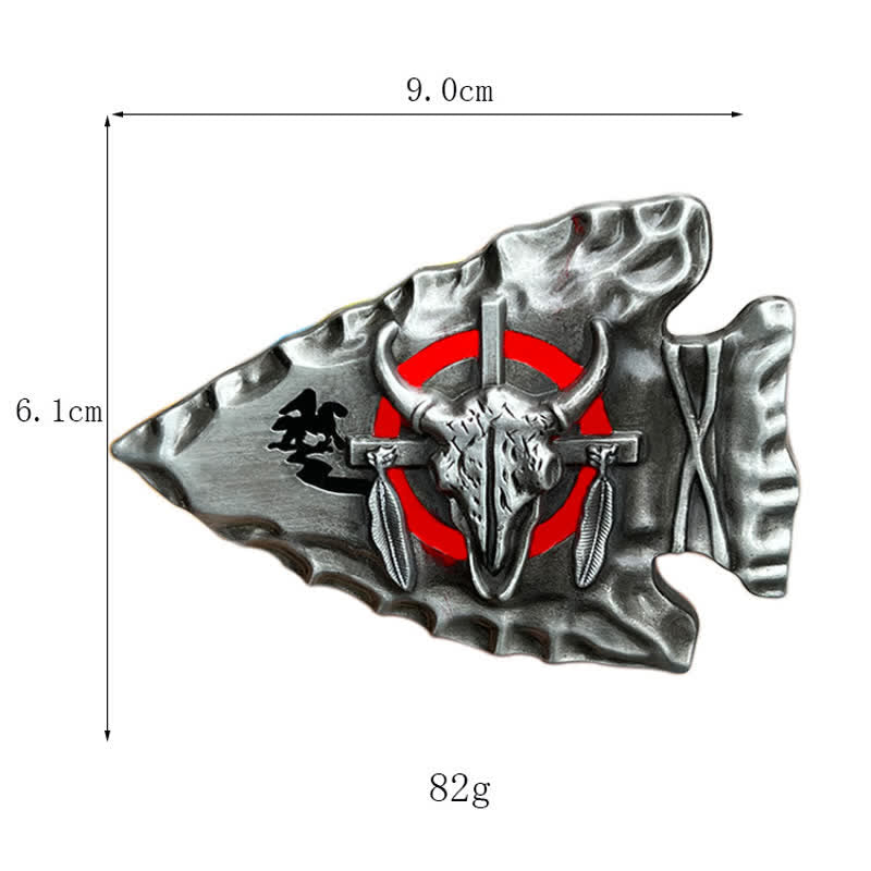 Men's DIY Arrowhead Shaped Bull Buckle Leather Belt - image 3