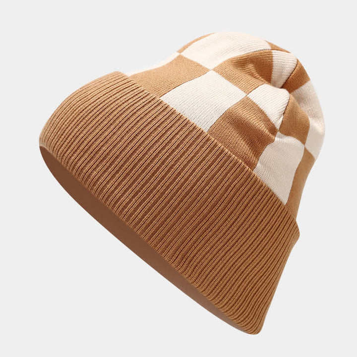 3Pcs Unisex Checkerboard Plaid Hat Scarf Gloves Set - image 1