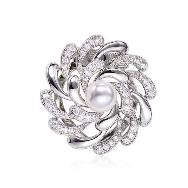Women's Chrysanthemum Floral Buckle Brooch - Silver - image 4