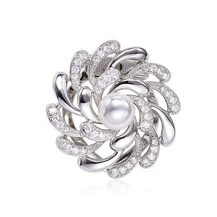 Women's Chrysanthemum Floral Buckle Brooch - Silver - image 4