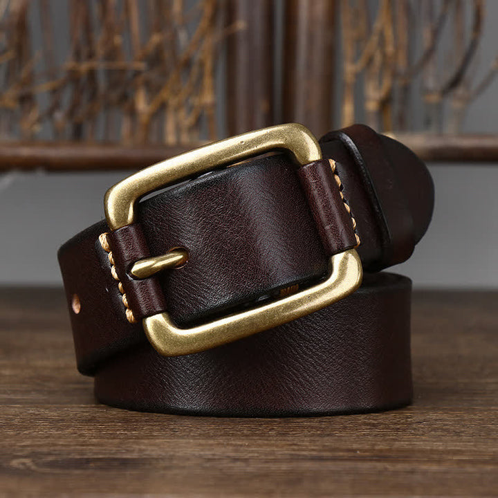 Men's Leisure Heavy Copper Buckle Leather Belt - image 2