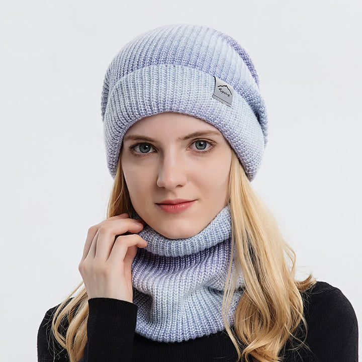 2Pcs Stretchy Gradient Color Hat Loop Scarf Set - image 8
