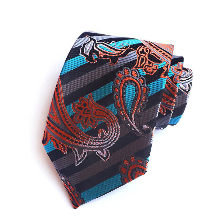 Skyblue & Orange Men's Ingenious Paisley Necktie - Skyblue & Orange - image 0