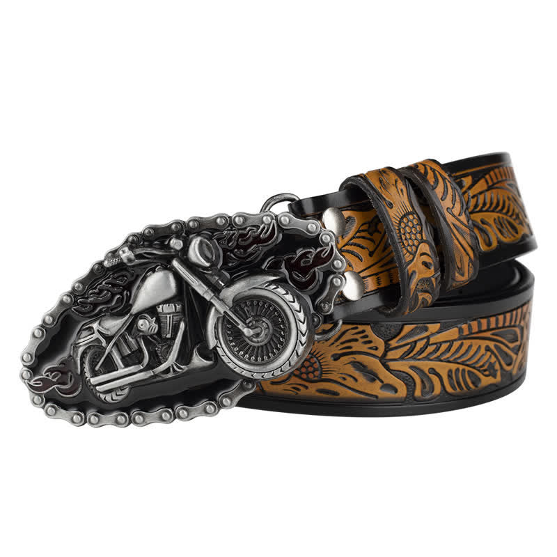 Men's Punk Rock Motorcycle Biker Leather Belt - image 1