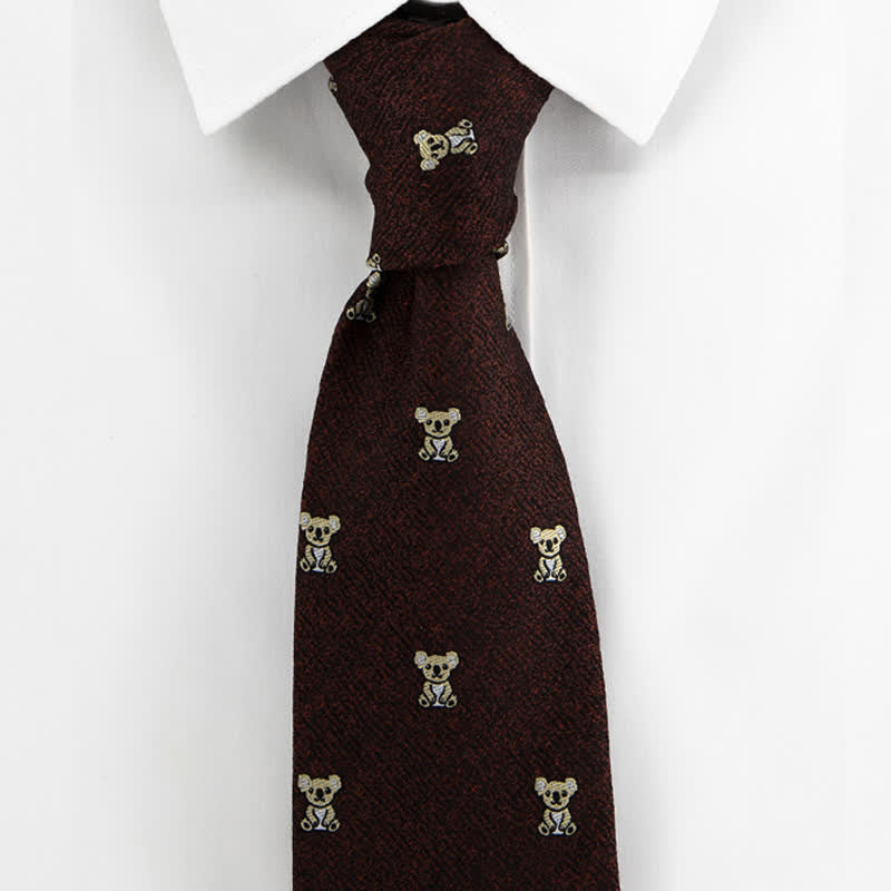 Men's Dark Coffee Lovely Yellow Koala Necktie - image 1