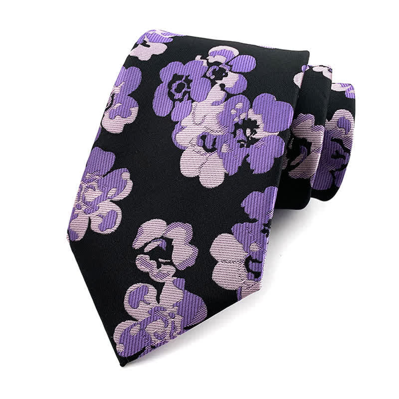 Men's Luxury Modern Floral Necktie - Purple - image 1
