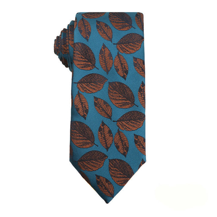 Men's Business Lake Blue Series Necktie - Leaves - image 7