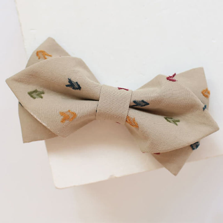 Men's Khaki Embroidery Arrows Bow Tie - Pointed - image 8