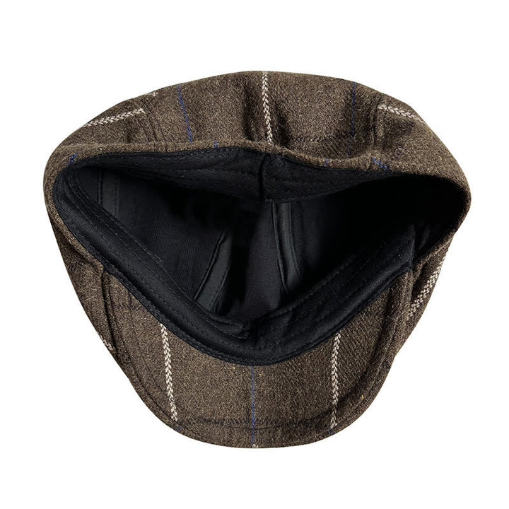 Vintage Coffee Blue White Strips Beret Cap - image 8