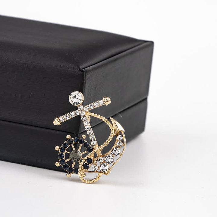 Men's Helmsman Navy Anchor Brooch - Gold - image 4