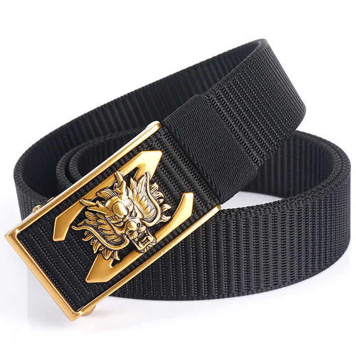 Men's Z Letter Mighty Dragon Nylon Belt - Black / Gold - 48" - image 0