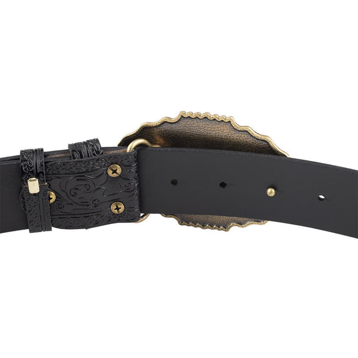 Men's Classic Floral Bull Skull Leather Belt - image 8