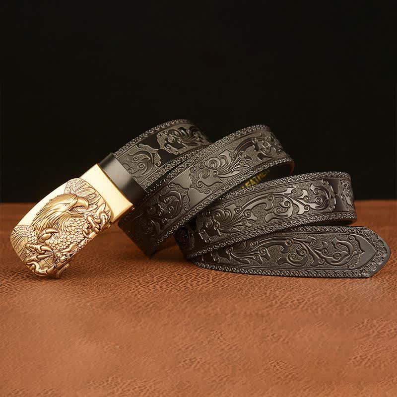 Men's Eagle Buckle Genuine Leather Embossing Belt - image 2