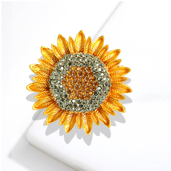 Women's Yellow Sunflower Rhinestone Brooch - image 2
