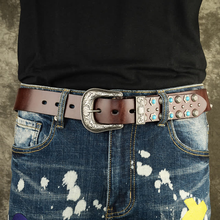 Unisex Luxurious Imitation Turquoise Accents Belt - image 1