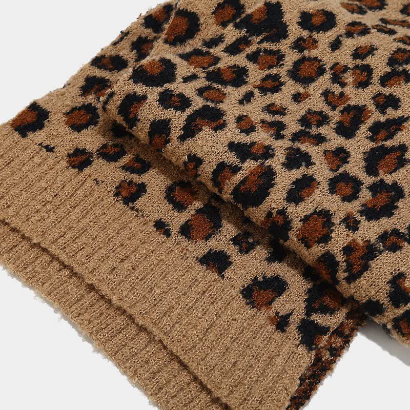 3Pcs Women's Leopard Print Hat Scarf Gloves Set - image 4