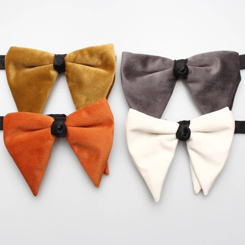 Men's Solid Color Velvet Oversized Pointed Bow Tie - image 0