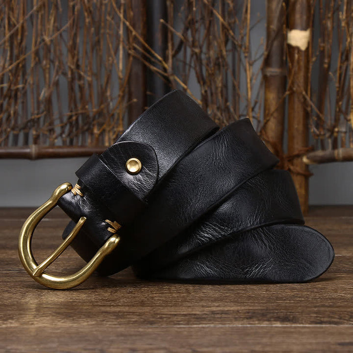 Men's Trend Worn-out Wrinkled Leather Belt - image 6