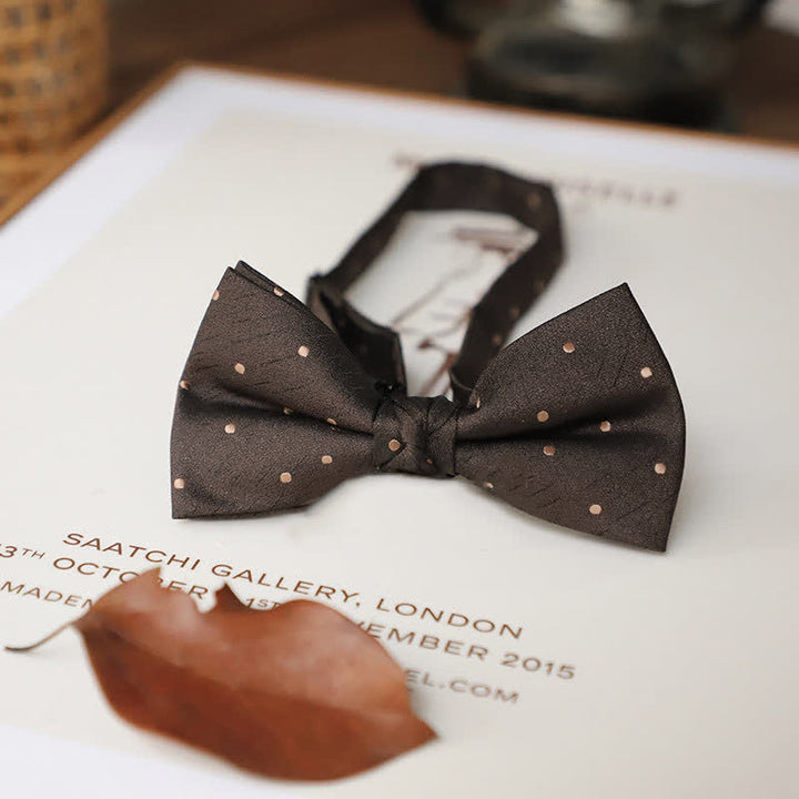 Men's Delicate Vintage Plain Bow Tie - Coffee Cashew - image 16