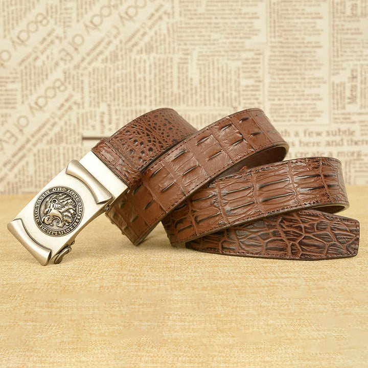 Men's Lion Head Alligator Pattern Leather Belt - image 21