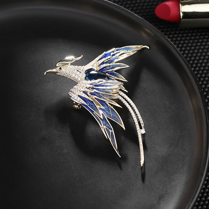 Women's Vintage Phoenix Bird Brooch - Blue - image 8