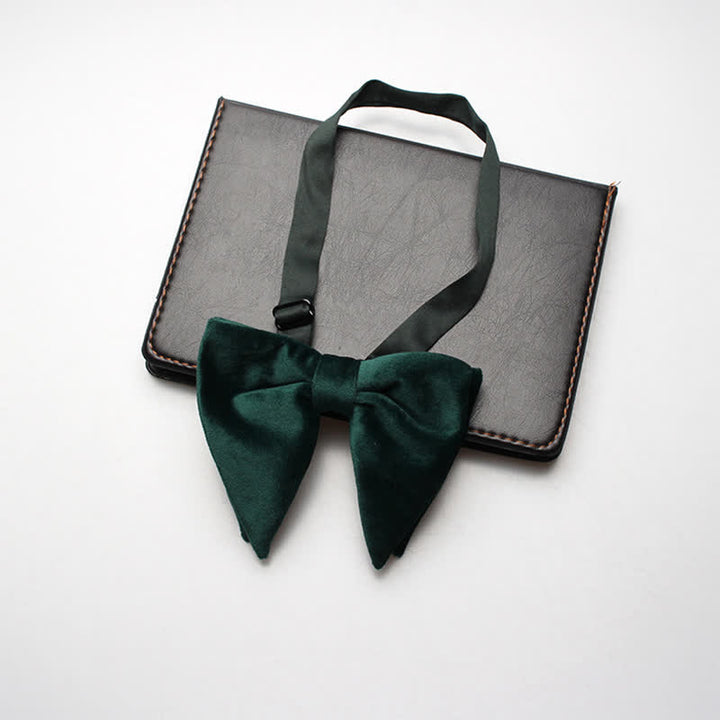 Men's Velvet Oversized Pointed Wedding Bow Tie - Green - image 4