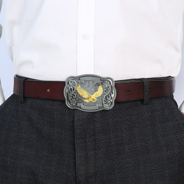Men's DIY Gold Carving Animal Buckle Leather Belt - image 11