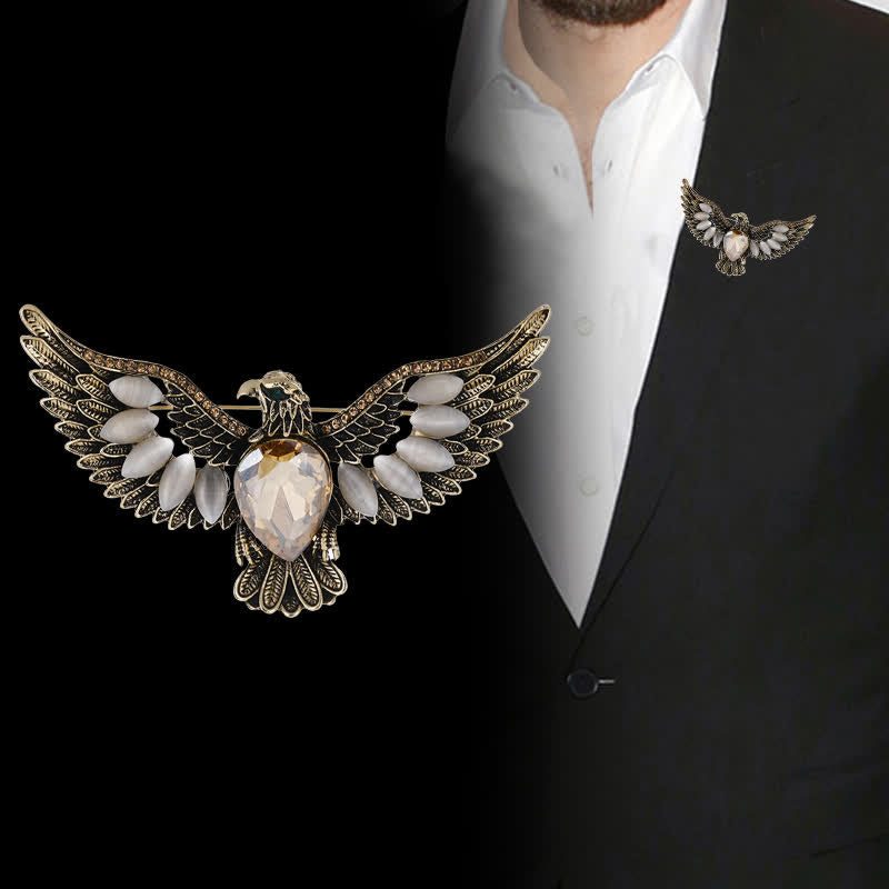 Men's Flying Hawk Gem Brooch - image 0