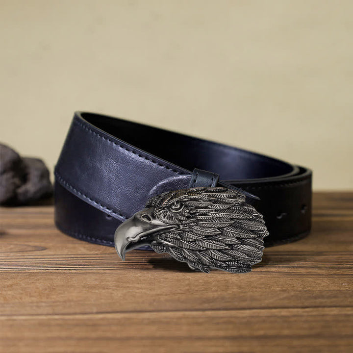 Men's DIY 3D Bald Eagle Head Buckle Leather Belt - Eagle Head - Black PU Belt (40) - image 4