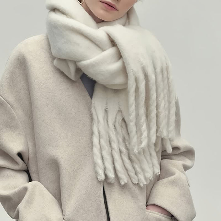 Women's Chunky Thickened Solid Color Soft Scarf - Ivory - image 0