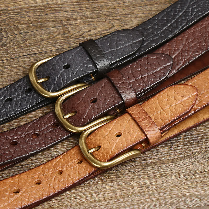 Men's Embossed Bison Skin Pattern Leather Belt - image 1